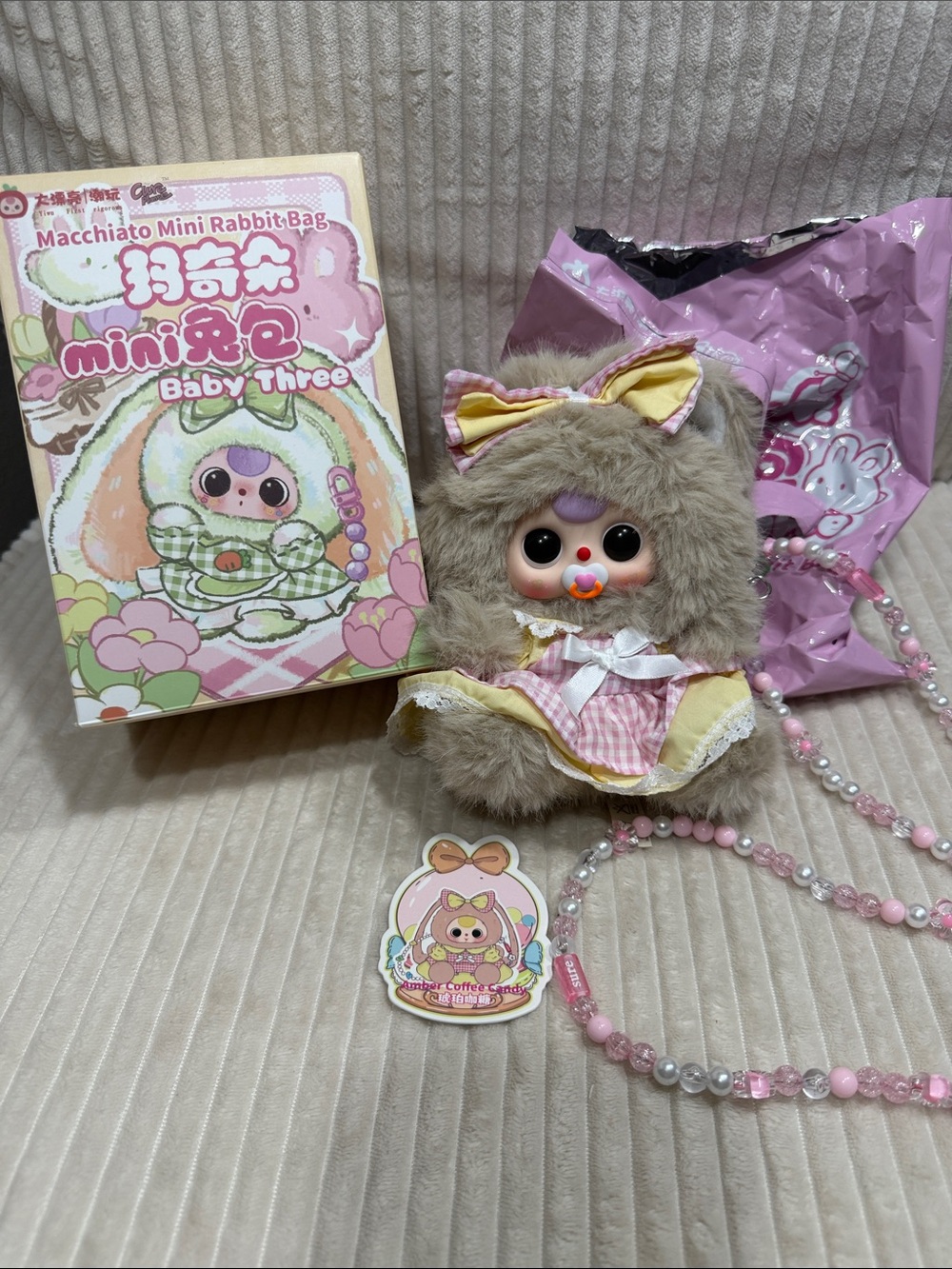 AMBER COFFEE CANDY - Baby Three - Macchiato Mini Rabbit Bag Plush. W/ Paci!!